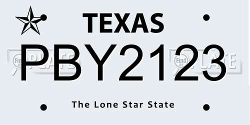 PBY2123 Texas License Plate