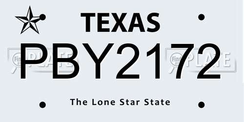PBY2172 Texas License Plate