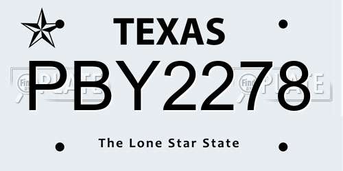 PBY2278 Texas License Plate