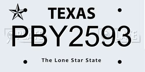PBY2593 Texas License Plate