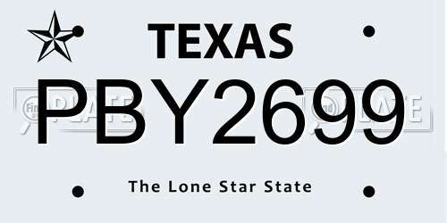 PBY2699 Texas License Plate