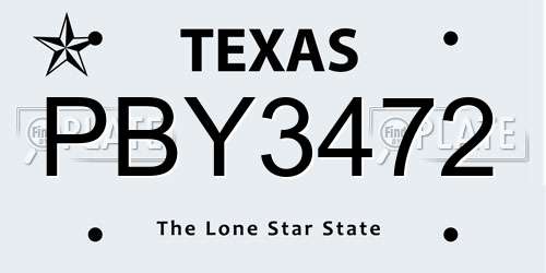 PBY3472 Texas License Plate