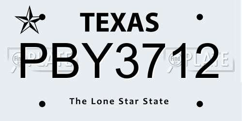 PBY3712 Texas License Plate
