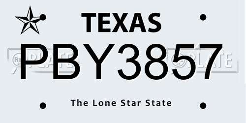 PBY3857 Texas License Plate