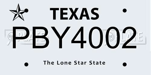 PBY4002 Texas License Plate