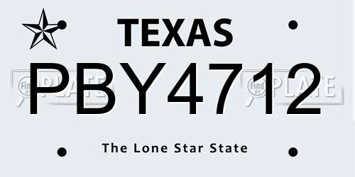 PBY4712 Texas License Plate