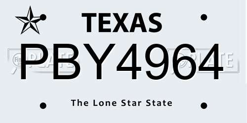 PBY4964 Texas License Plate