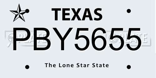 PBY5655 Texas License Plate