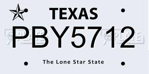 PBY5712 Texas License Plate