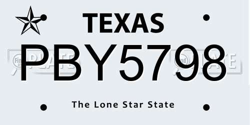 PBY5798 Texas License Plate