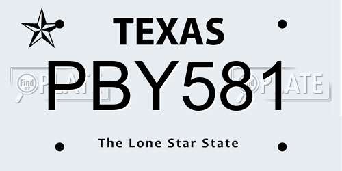 PBY581 Texas License Plate