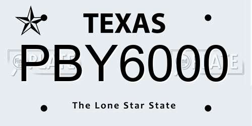 PBY6000 Texas License Plate