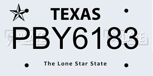 PBY6183 Texas License Plate