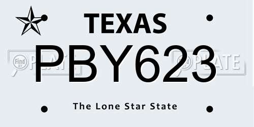 PBY623 Texas License Plate