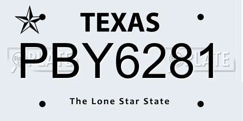 PBY6281 Texas License Plate