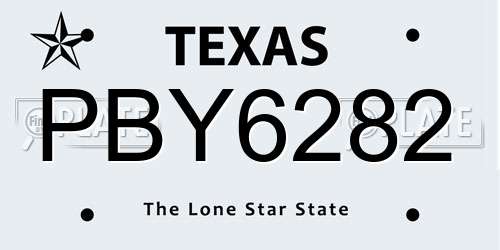PBY6282 Texas License Plate