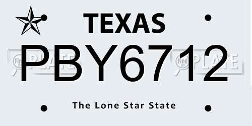 PBY6712 Texas License Plate