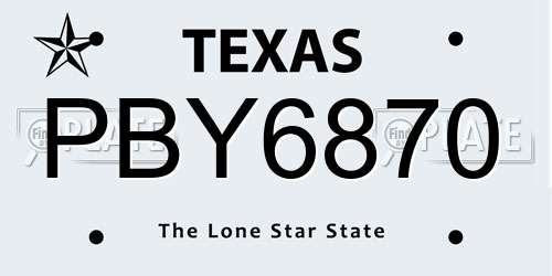 PBY6870 Texas License Plate