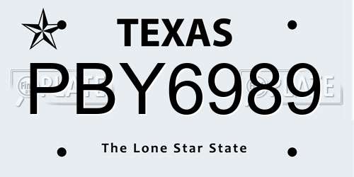 PBY6989 Texas License Plate