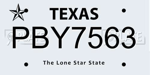 PBY7563 Texas License Plate