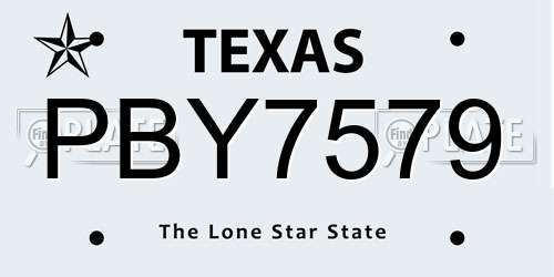 PBY7579 Texas License Plate