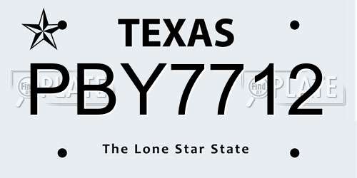 PBY7712 Texas License Plate