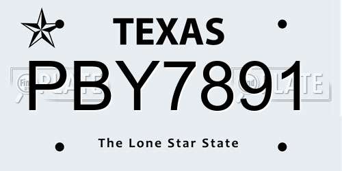 PBY7891 Texas License Plate