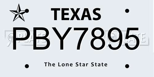 PBY7895 Texas License Plate