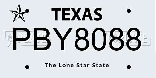 PBY8088 Texas License Plate