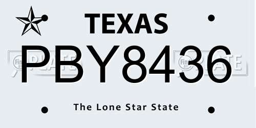 PBY8436 Texas License Plate