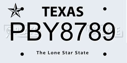 PBY8789 Texas License Plate