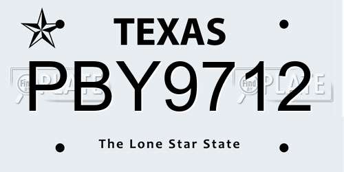 PBY9712 Texas License Plate