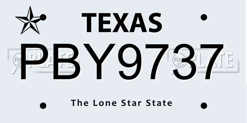 PBY9737 Texas License Plate