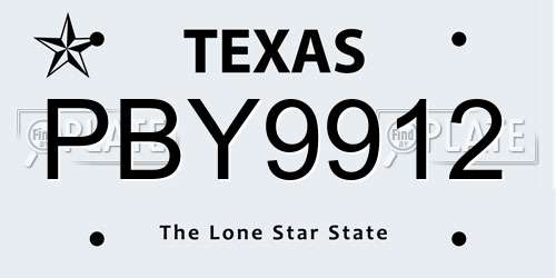 PBY9912 Texas License Plate