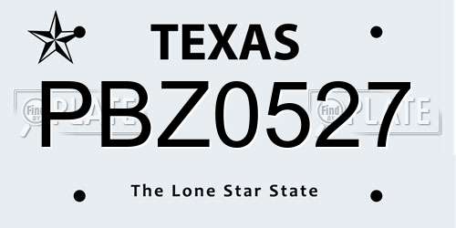 PBZ0527 Texas License Plate