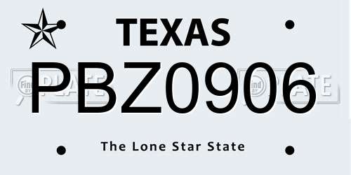 PBZ0906 Texas License Plate