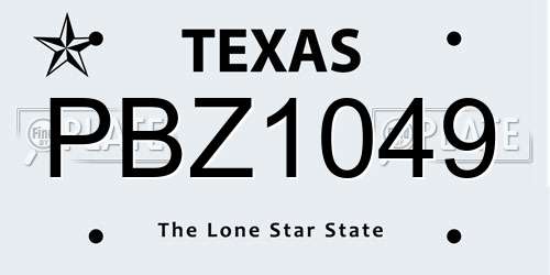 PBZ1049 Texas License Plate