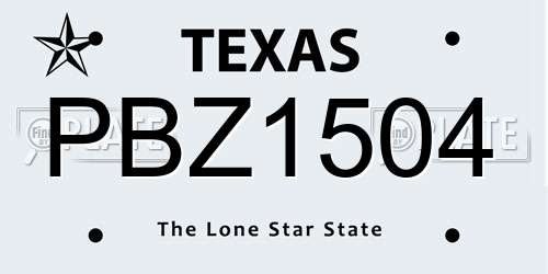 PBZ1504 Texas License Plate