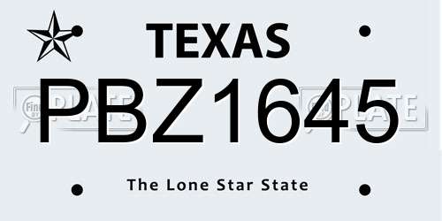 PBZ1645 Texas License Plate