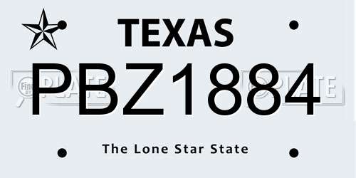 PBZ1884 Texas License Plate