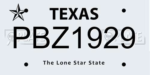 PBZ1929 Texas License Plate