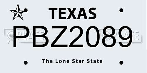 PBZ2089 Texas License Plate