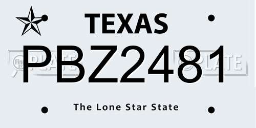 PBZ2481 Texas License Plate