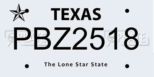 PBZ2518 Texas License Plate