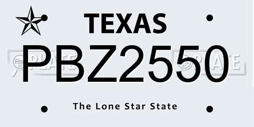 PBZ2550 Texas License Plate