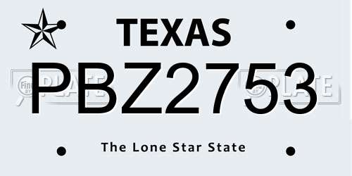 PBZ2753 Texas License Plate