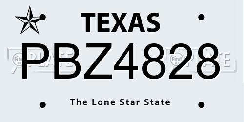 PBZ4828 Texas License Plate