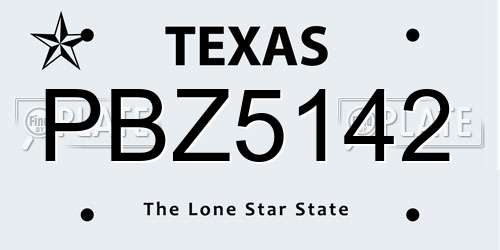 PBZ5142 Texas License Plate