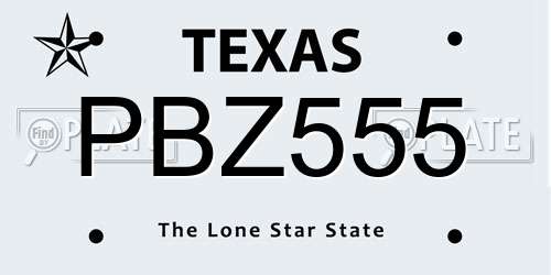 PBZ555 Texas License Plate