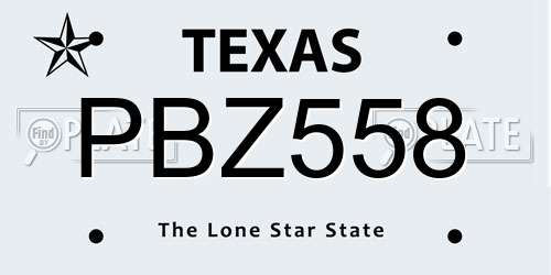 PBZ558 Texas License Plate
